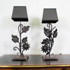 Pair of Mounted Forged Andirons Lamps