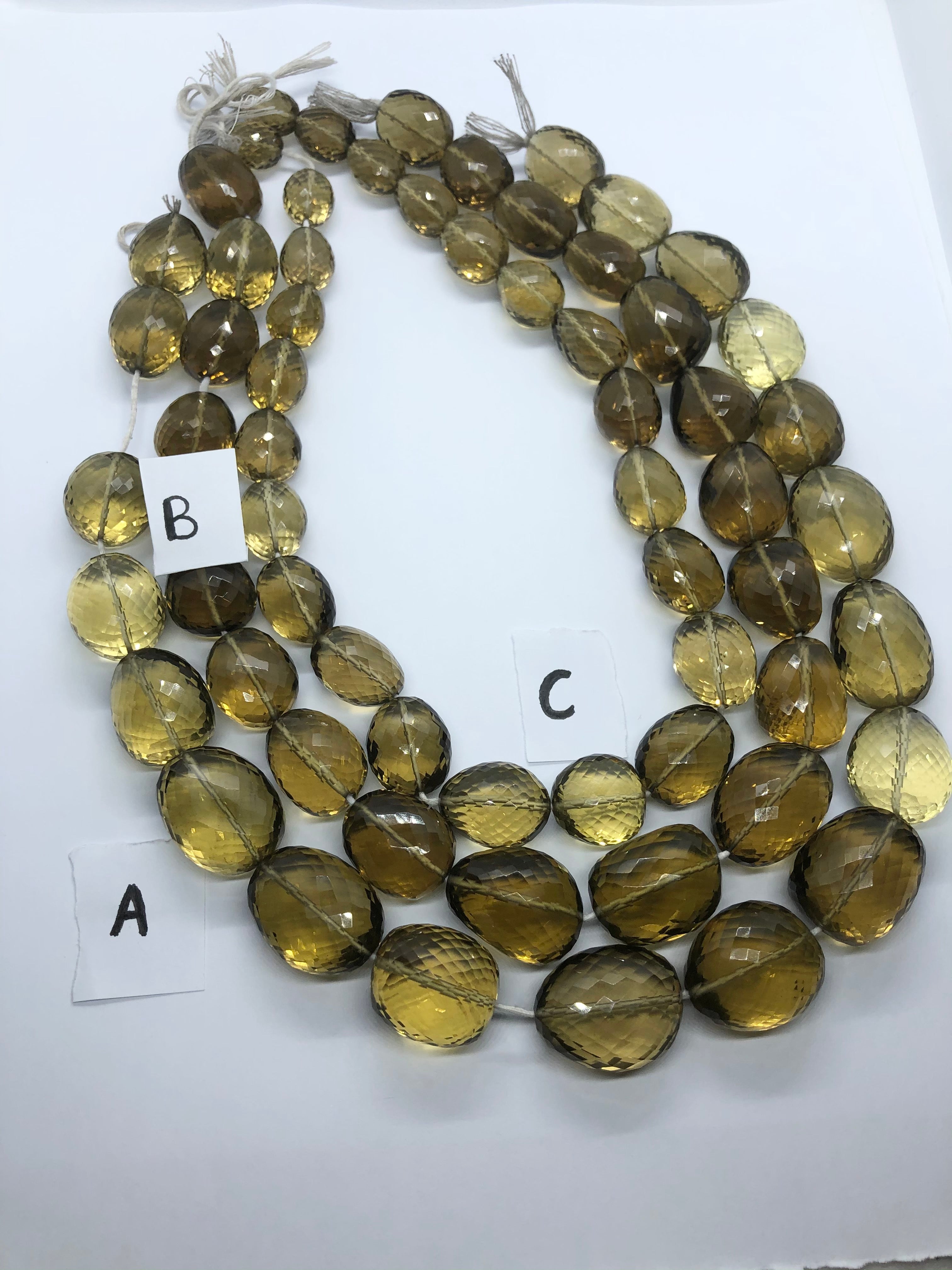 Cognac Quartz faceted nugget shape beads