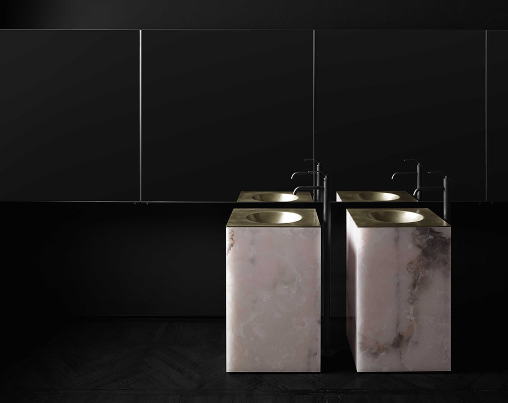 freestanding sink in pink onyx by boffi