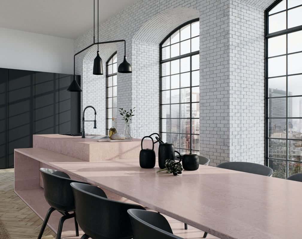 4023 Topus Concrete from Caesarstone's Metropolitan Collection features in this industrial chic kitchen