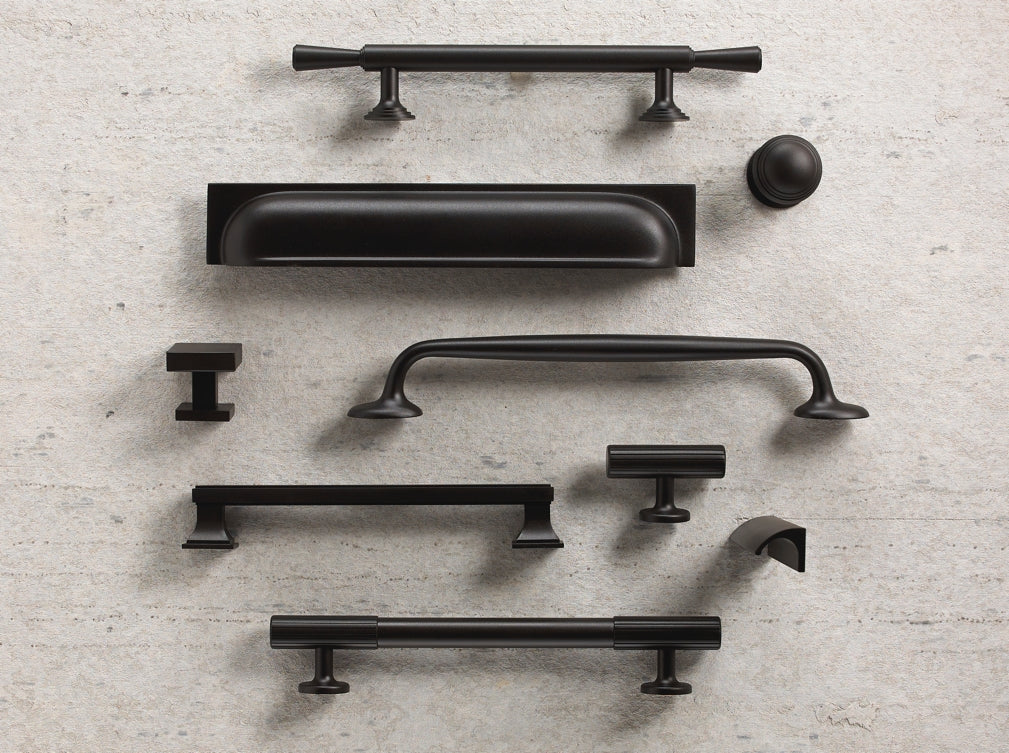 A selection of hardware designs in matt black finish from Armac Martin