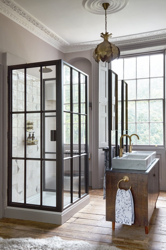 A traditional and industrial bathroom from Run For The Hills residential interior design project Canonbury Square