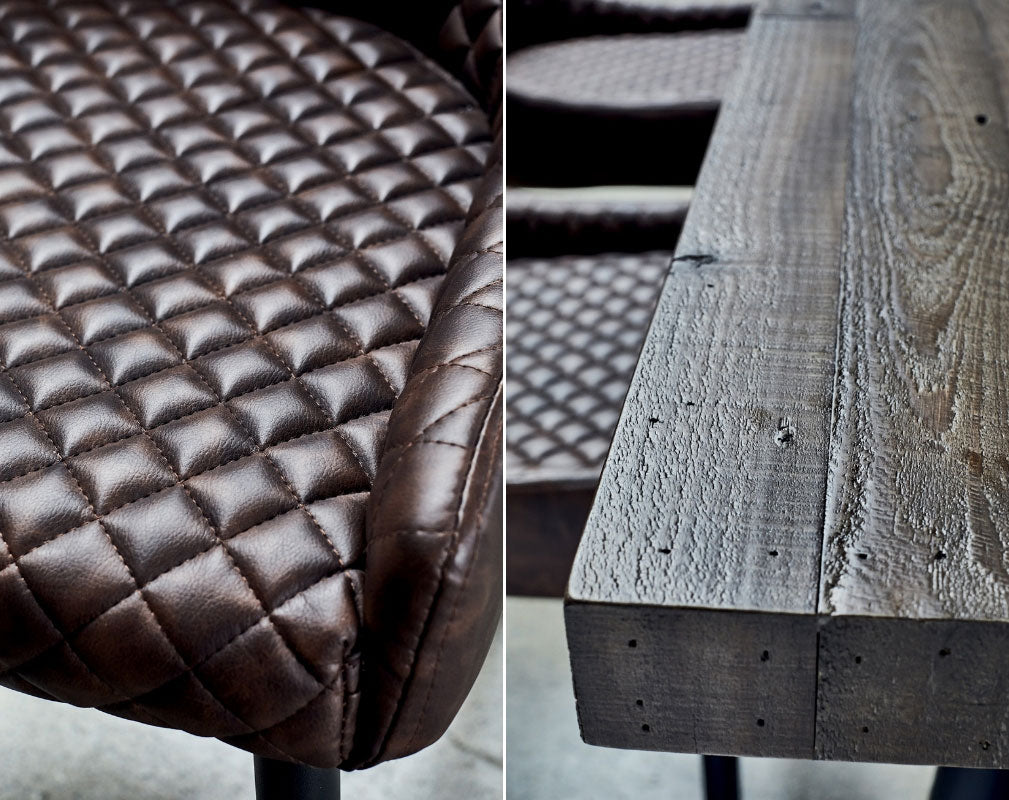 Barker & Stonehouse 'Wonder Years' Industrial Style Homewares Collection - quilted leather chair and wooden bench