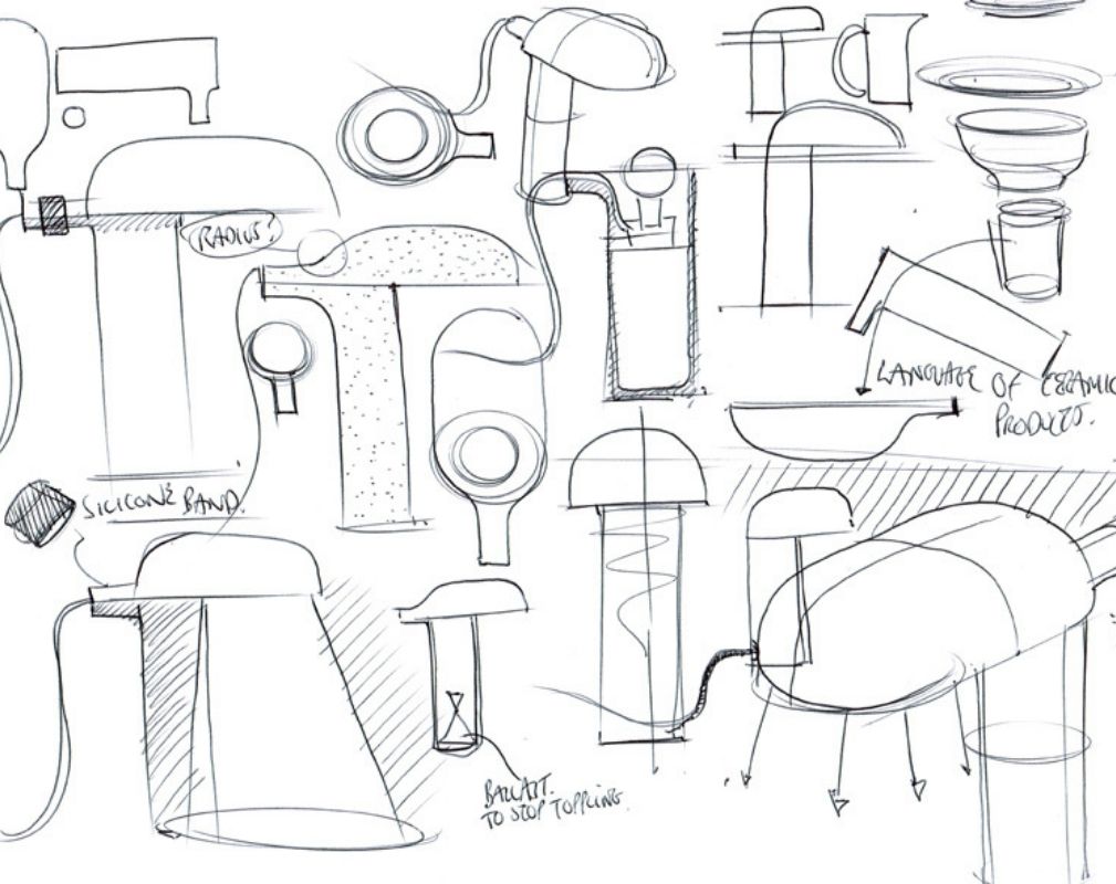 Sketches of the Container lamp by Benjamin Hubert of Layer