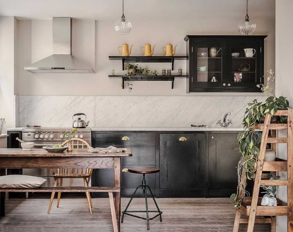 Dark Painted Kitchens by British Standard in a converted school building in Hackney
