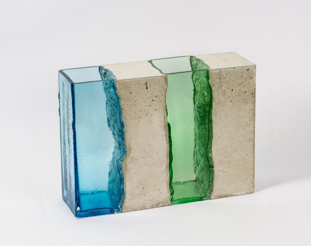Colin Wilkes Unify Series of mixed media sculptures made from glass and concrete