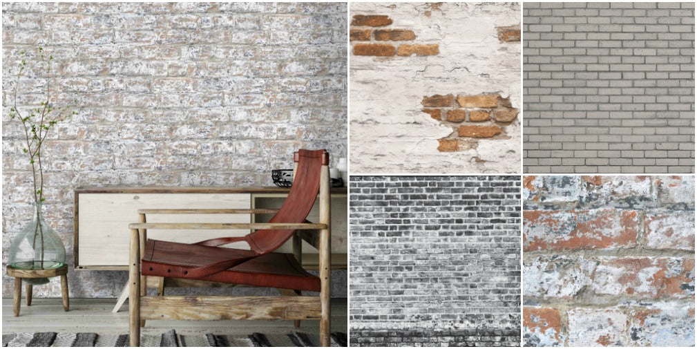 A selection of exposed brick wallpaper for creating that industrial warehouse feel at home