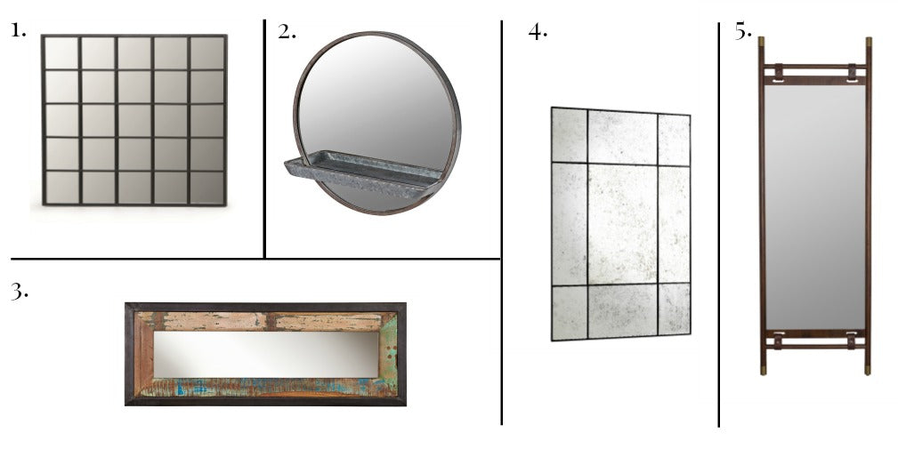 FIVE INDUSTRIAL STYLE MIRRORS FOR A WAREHOUSE HOME OR AN INDUSTRIAL LOFT