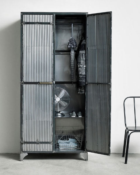 Out There Interiors Corinda Large Corrugated Metal Cabinet