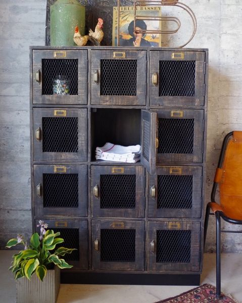 Vincent & Barn Rustic Mesh Storage Cupboard 