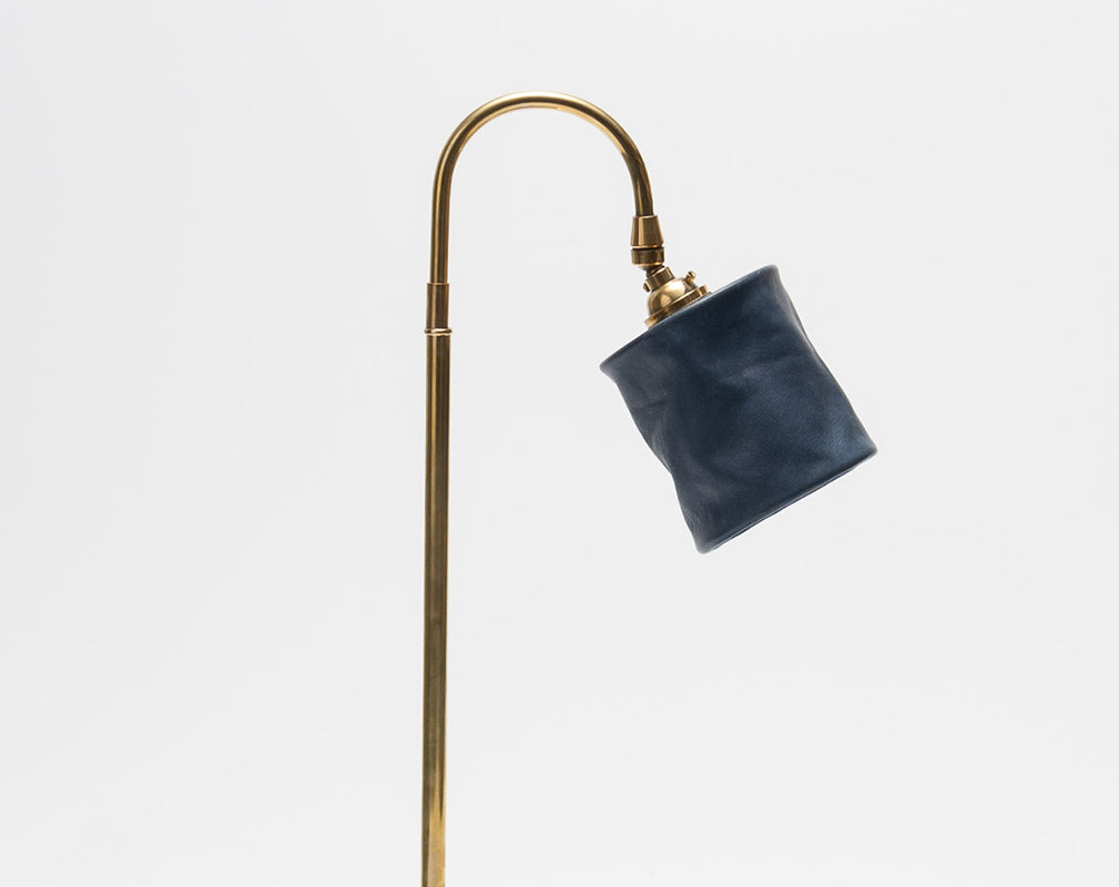 hand dyed waxed leather lamp from norcross and scott