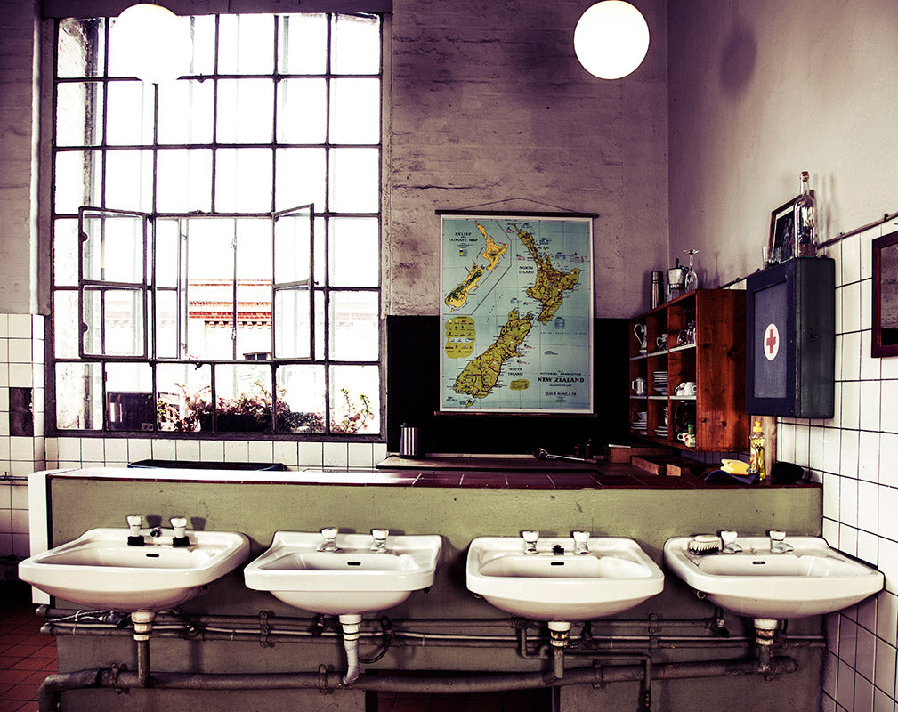 vintage map of new zealand in industrial style from erstwhile