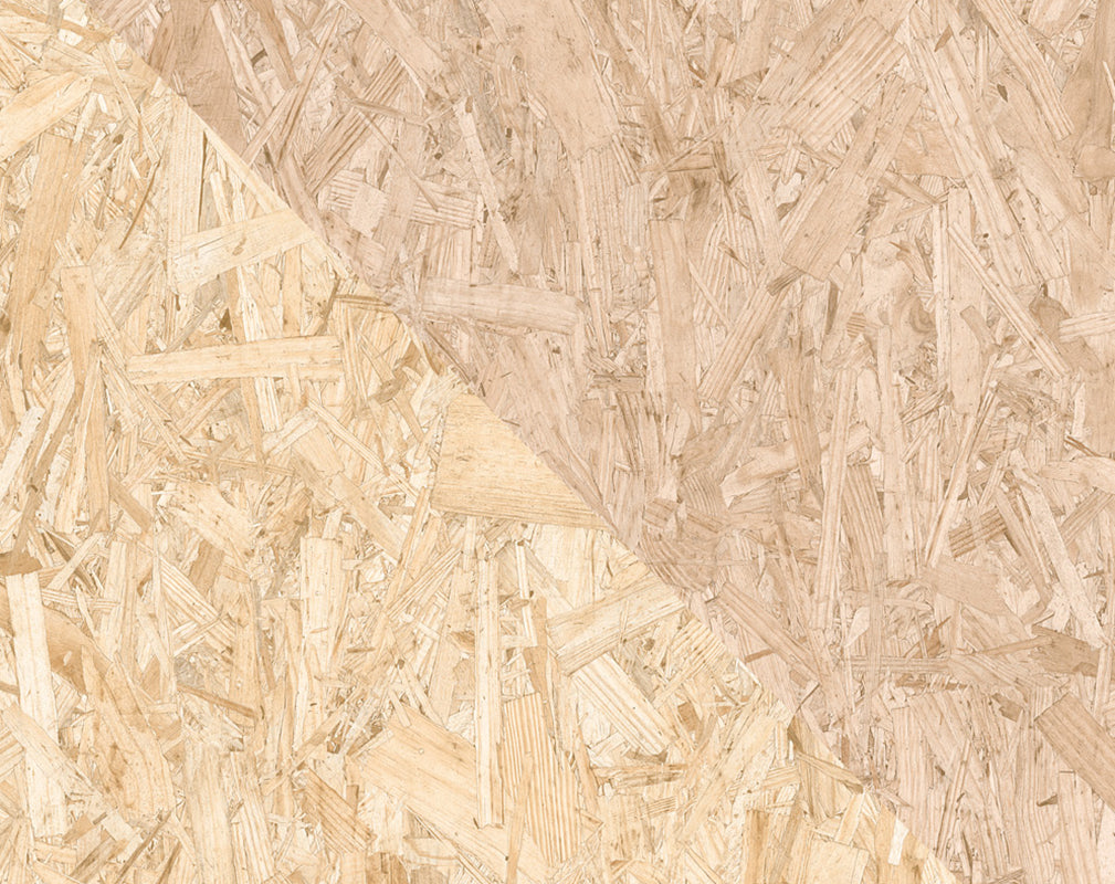 Geometric wall and floor tiles inspired by osb and chipboard from baked tiles.