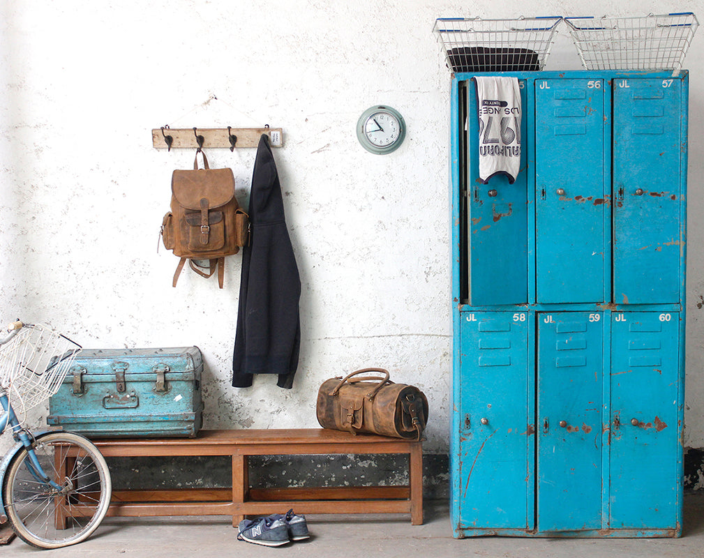 distressed metal blue locker from scaramanga