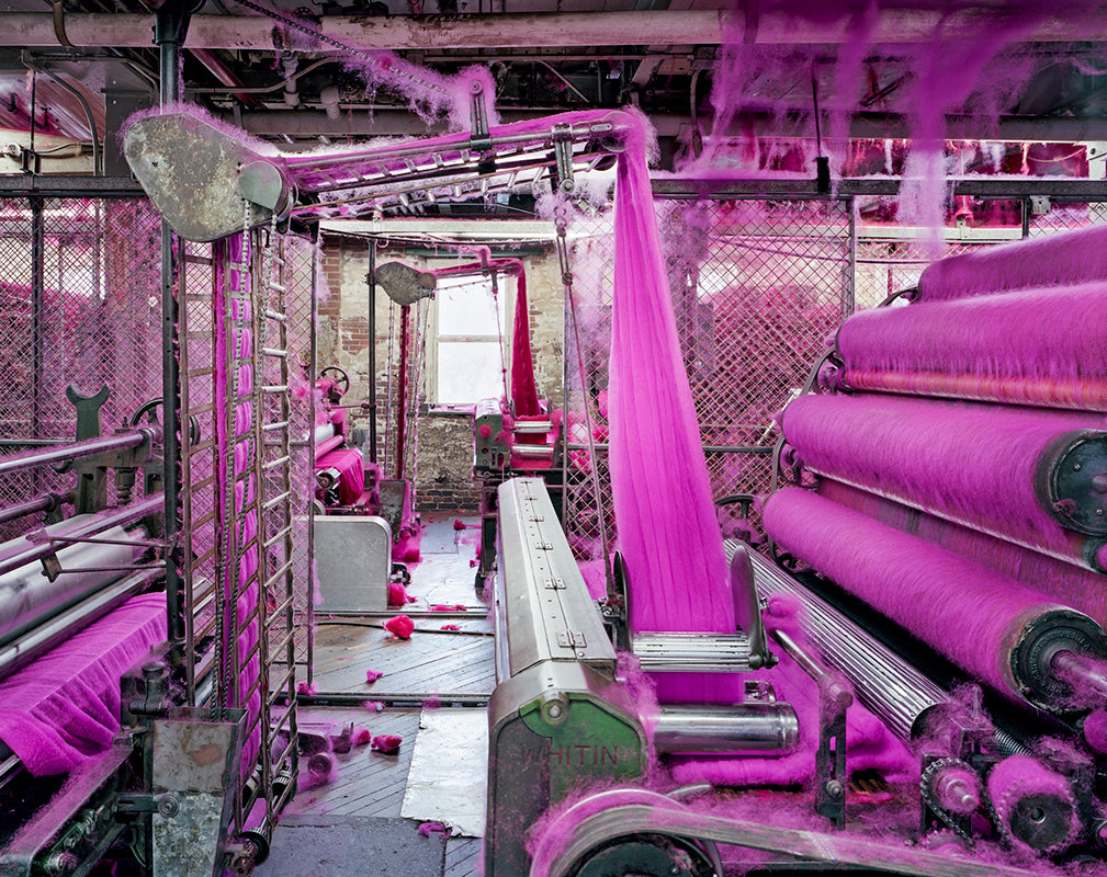 Vibrant wool fibres inside an abandoned textile mill in Massachusetts.
