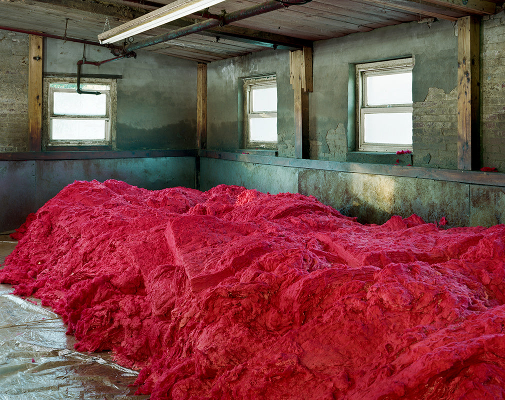 Dyed fibres are piled before spinning at S&D Spinning Mill, Millbury. Photography by Christopher Payne.