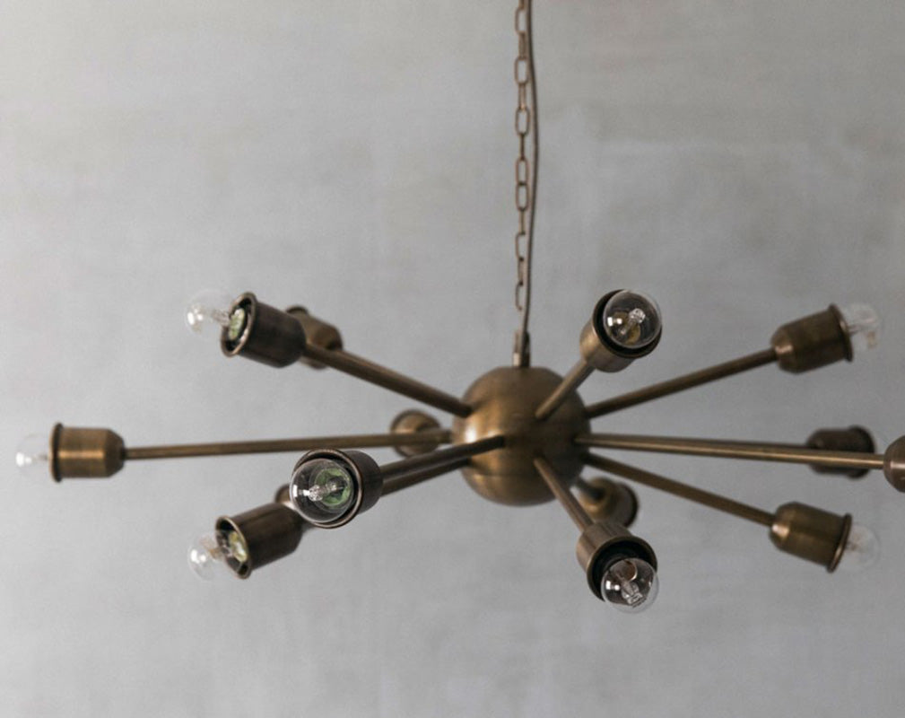 Starburst chandelier in brushed metal by Graham & Green.