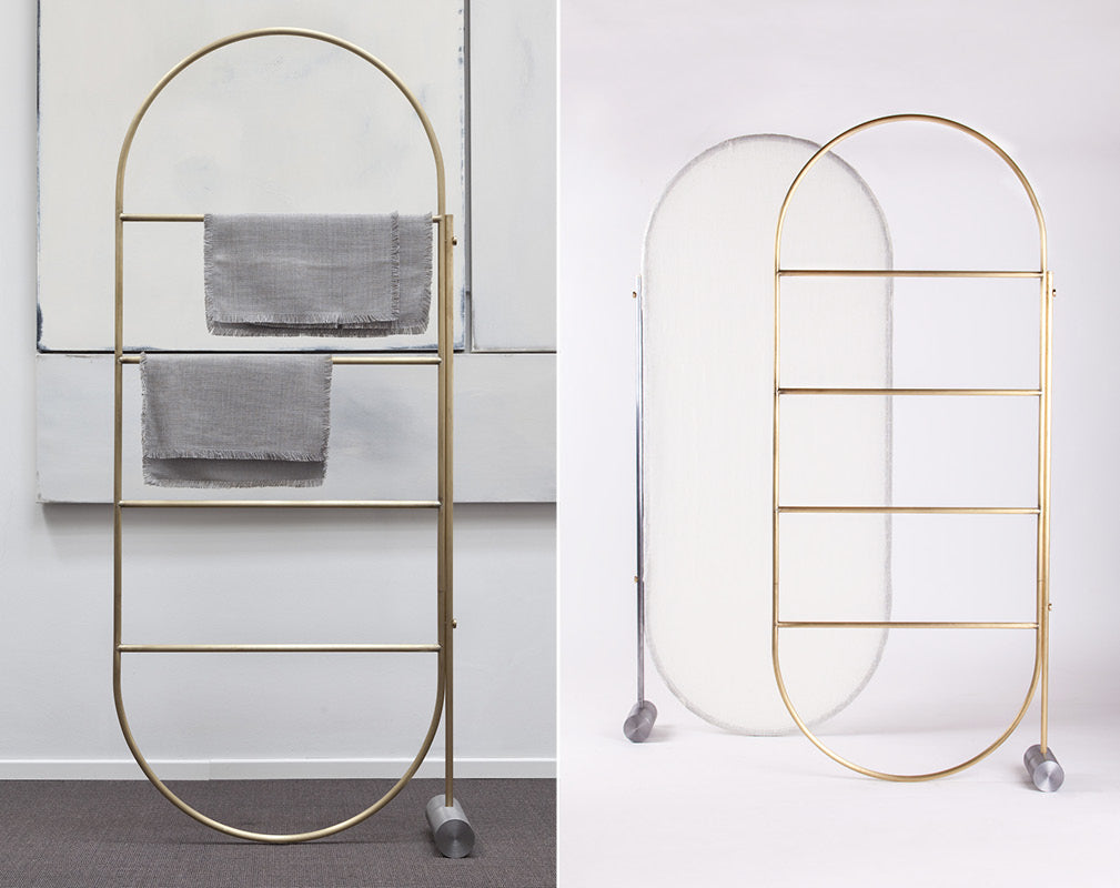 Separe freestanding radiator in brass from Monologue London