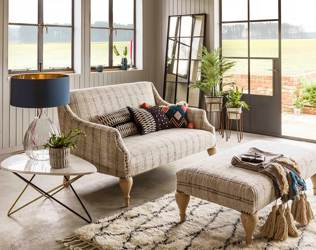 Industrial style living room with rustic textures from Graham & Green.