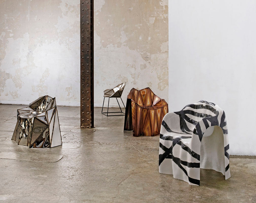 Origami Mirror Furniture by Julian Mayor for Armel Soyer Gallery.