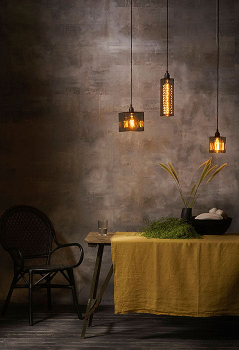 Decorative urban industrial reeded glass pendant from The Light Yard.