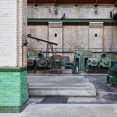 interior of abandoned wapping hydraulic power station