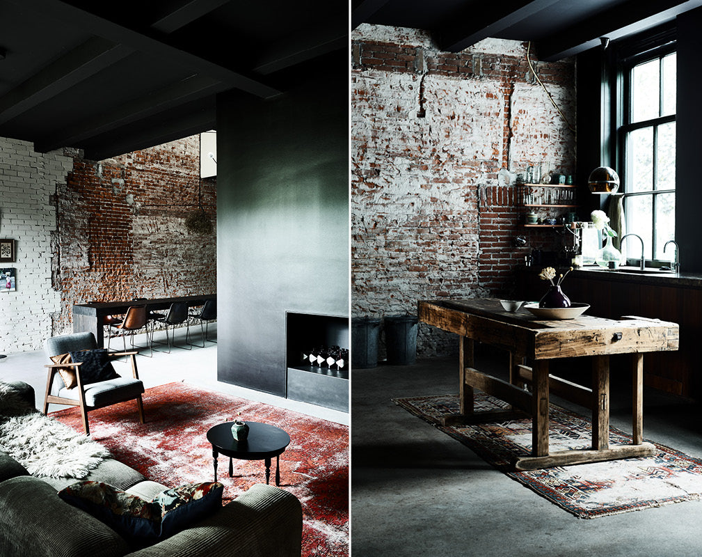 raw original brickwork and warehouse windows feature in this warehouse conversion.