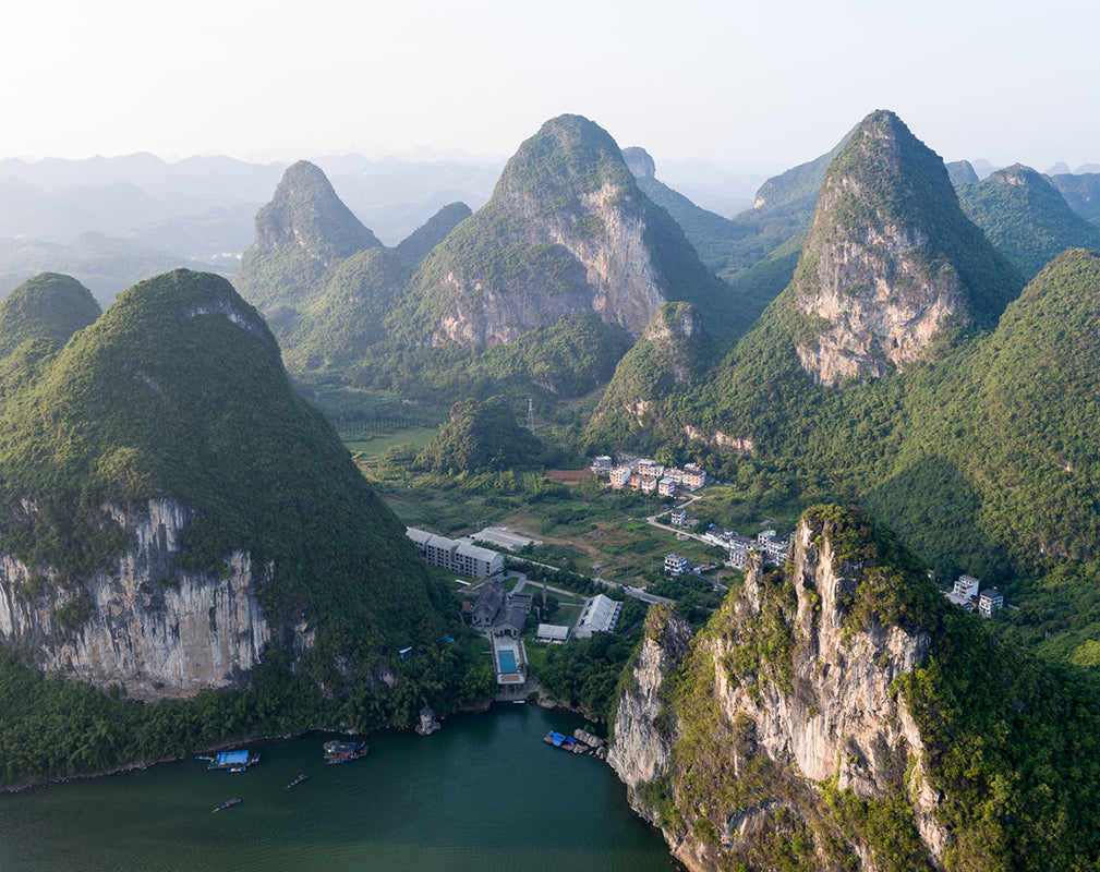 aerial view of alila yangshuo a converted sugar factory in china photography by hao chen