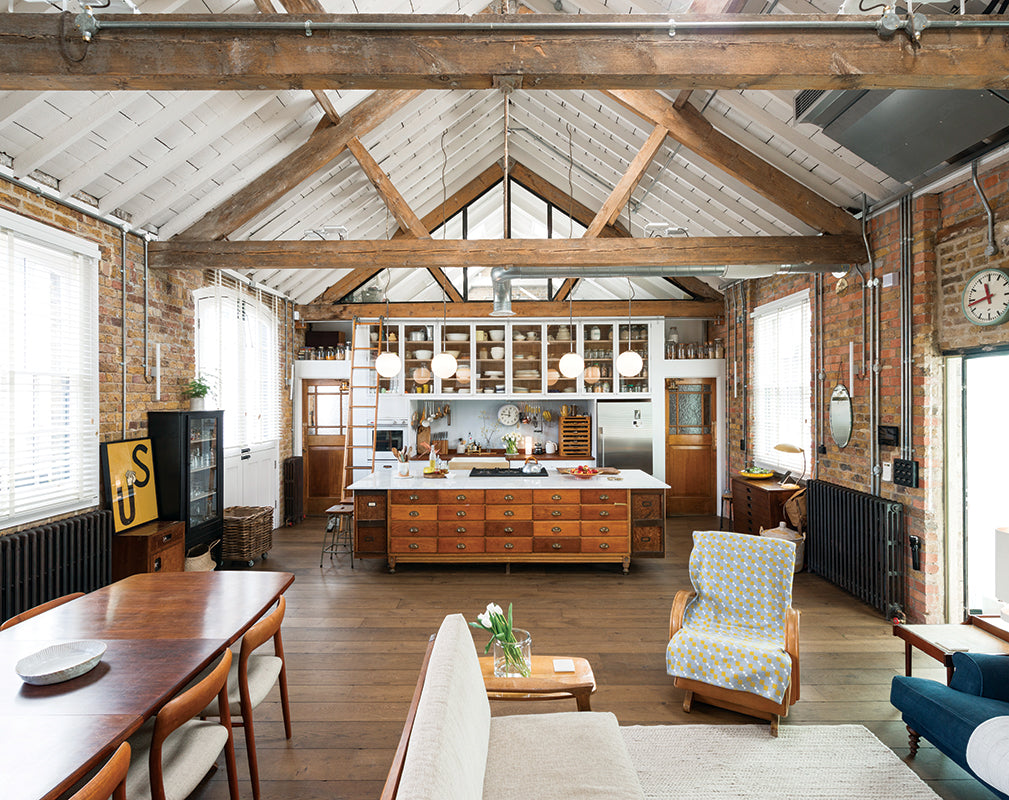 rustic interior layout of london co working space in a converted paper mill