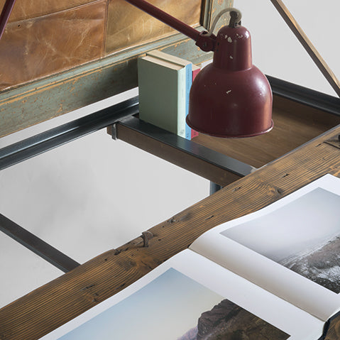 timber doors upcycled to a desk by manoteca