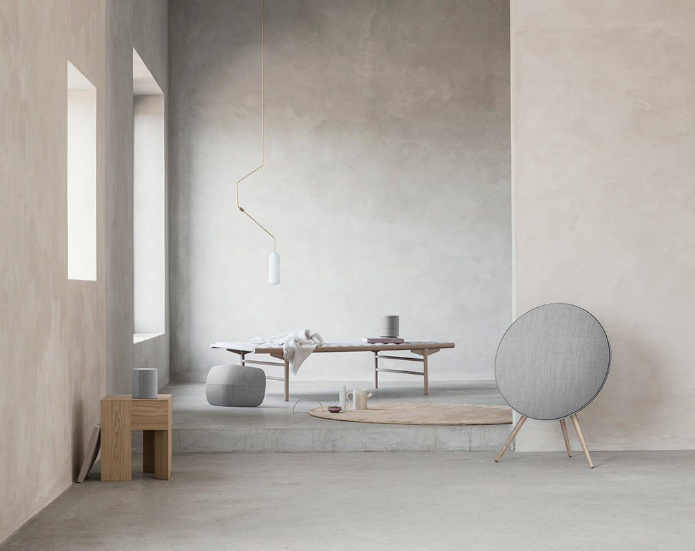 minimal interior with bang & olufsen speakers and audio systems