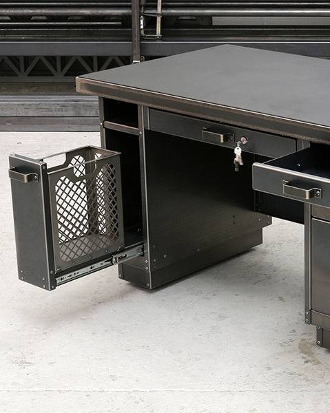 industrial steel and metal mesh desk by steel vintage