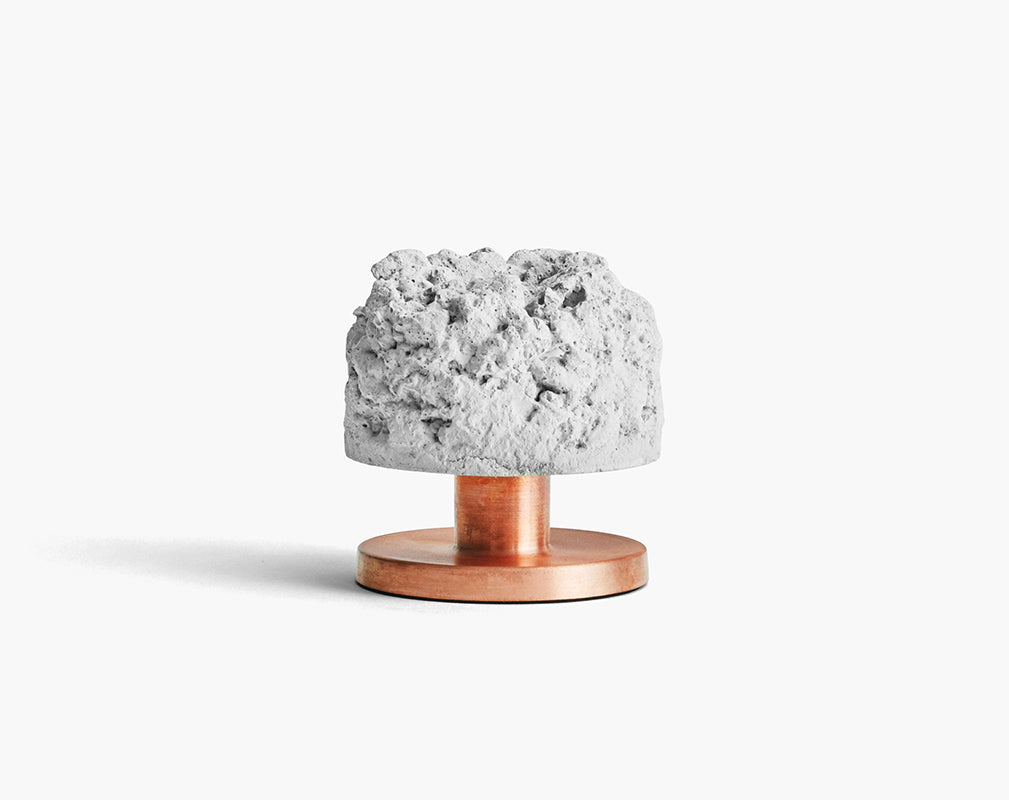 rough billy crowd candleholder with concrete and copper from newworks