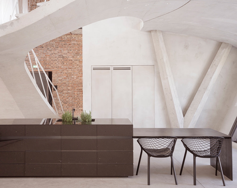 lava stone kitchen features in a converted austrian loft