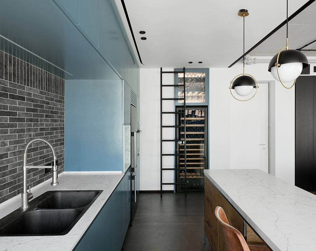 contemporary kitchen in tel aviv apartment features vintage industrial details