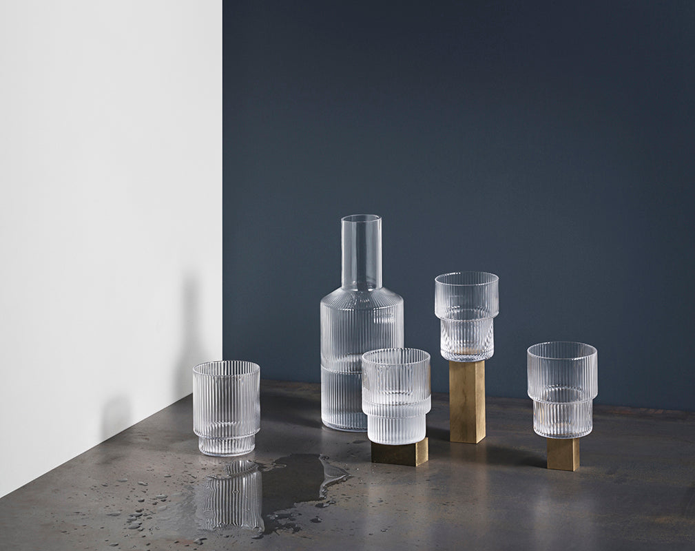 Ripple corrugated glass collection from ferm living