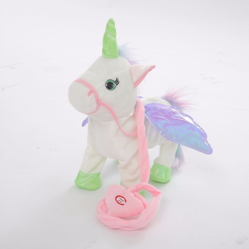 walking plush unicorn