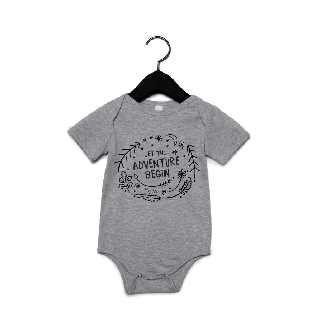 PORTAGE AND MAIN GREY UNISEX BABY ONESIE 'LET THE ADVENTURE BEGIN', KIDS, Styles For Home Garden & Living, Styles For Home Garden & Living