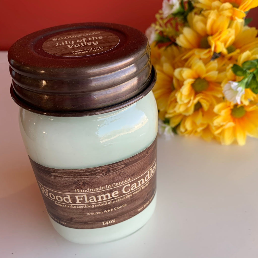 WOOD FLAME CANDLES LILY OF THE VALLEY 14OZ