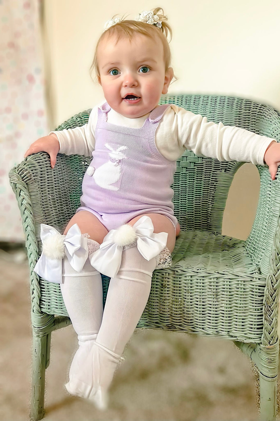 Granlei "Roux" Lilac Knit Bunny Dungaree Romper | iphoneandroidapplications