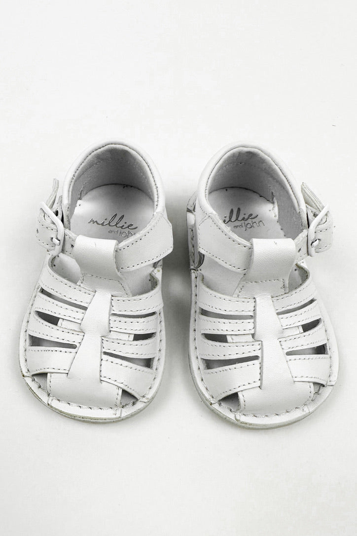 León Shoes X M&J "Luis" White Leather Sandals | iphoneandroidapplications