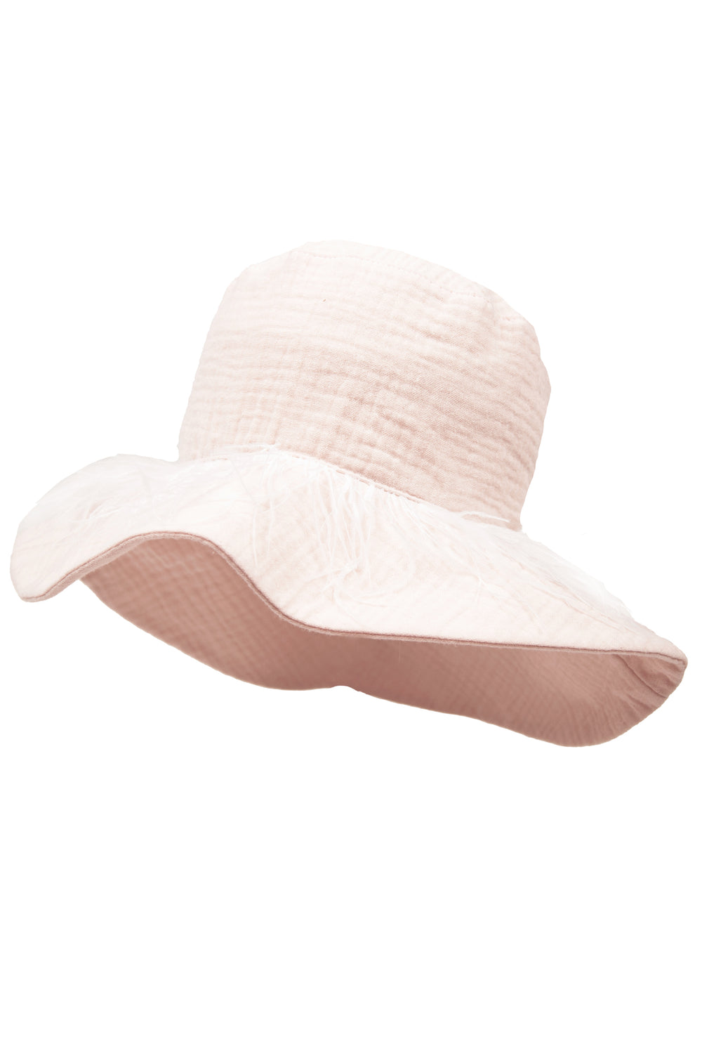 Jamiks "Akali" Apricot Cheesecloth Feather Trim Hat | iphoneandroidapplications