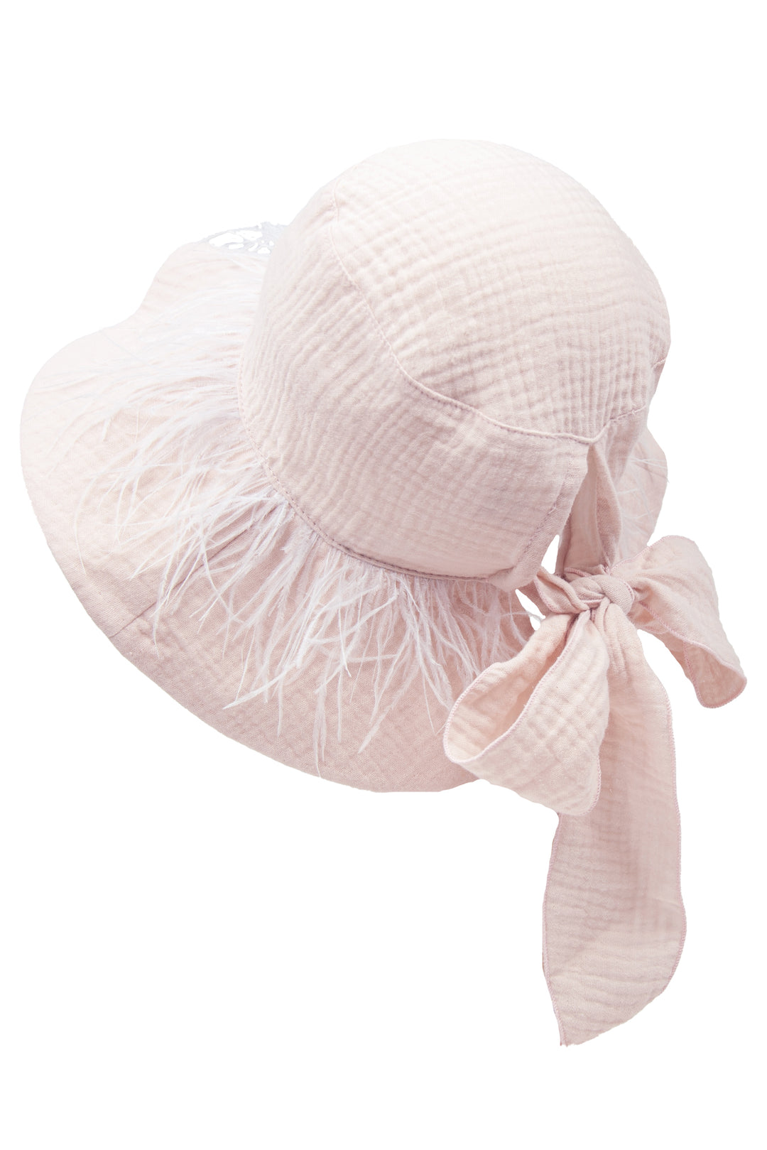 Jamiks "Akali" Apricot Cheesecloth Feather Trim Hat | iphoneandroidapplications