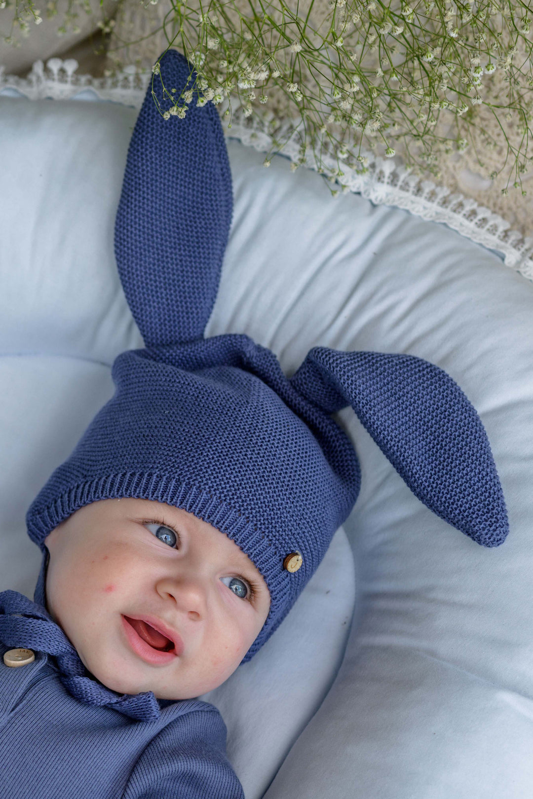 Jamiks "Bugs" Denim Blue Knit Bunny Hat | iphoneandroidapplications