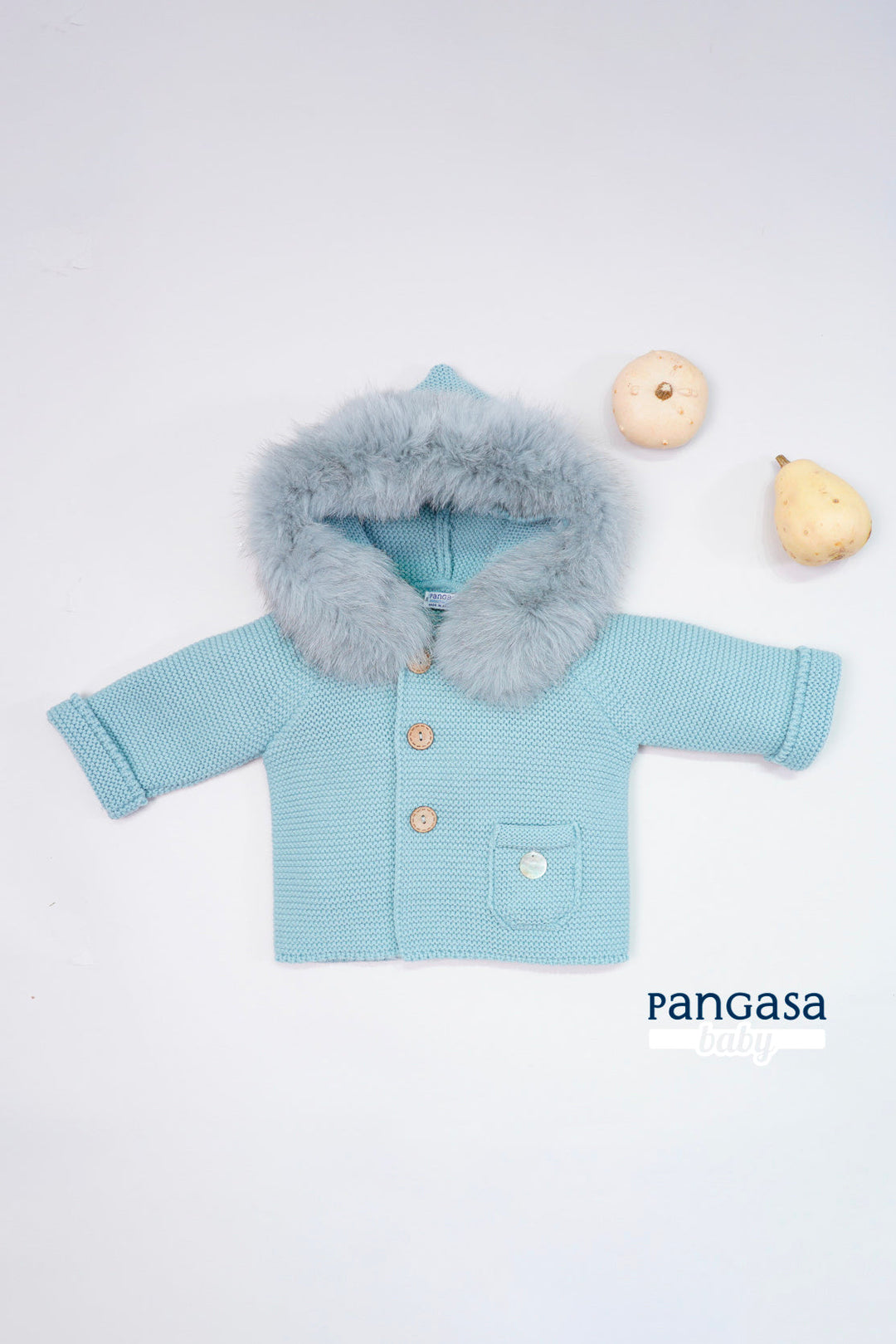 Pangasa PREORDER Sea Green Faux Fur Knitted Jacket | iphoneandroidapplications