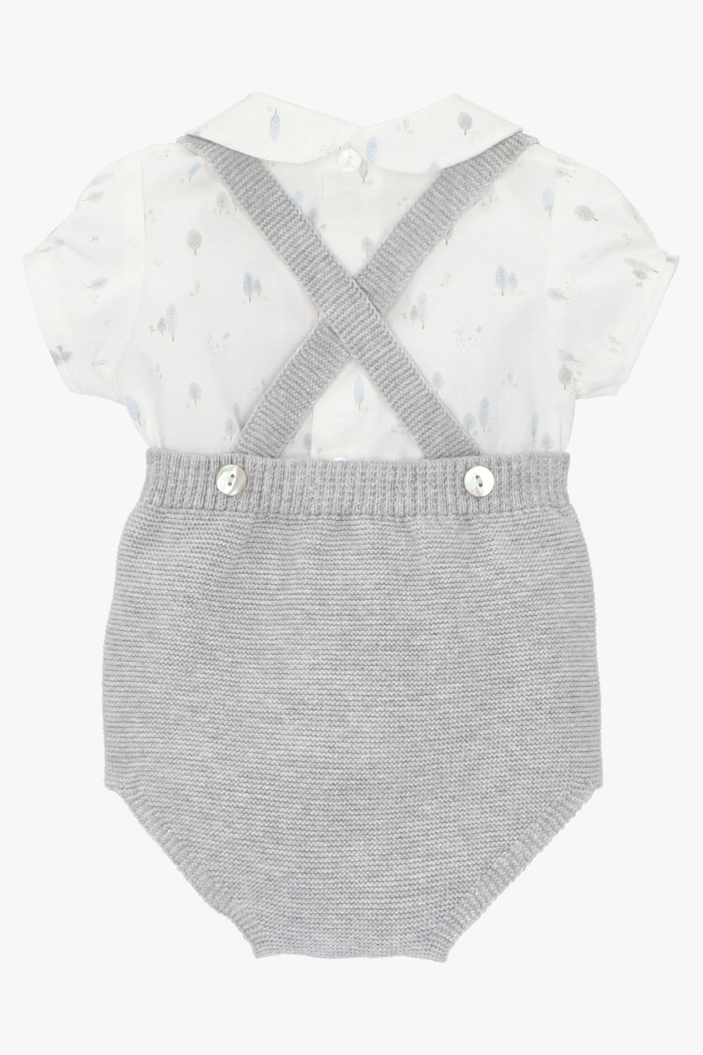 Martín Aranda "Adley" Light Grey Tree Print Shirt & Dungaree Romper | iphoneandroidapplications