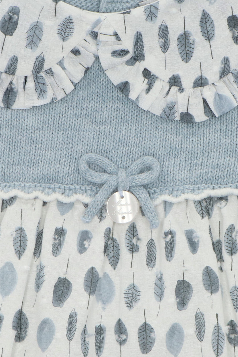Martín Aranda "Amelia" Powder Blue Half Knit Leaf Print Dress | iphoneandroidapplications