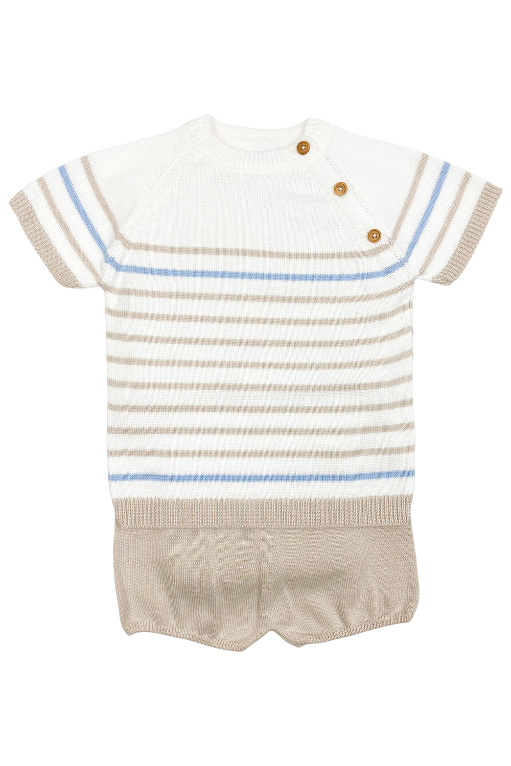 Granlei "Casper" Stone & Blue Striped Knit Top & Shorts | iphoneandroidapplications