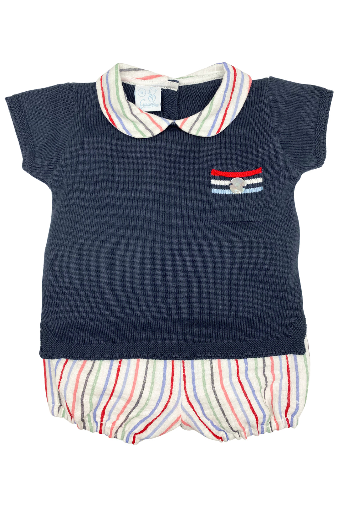 Granlei "Nico" Navy Knit Top & Striped Jam Pants | iphoneandroidapplications