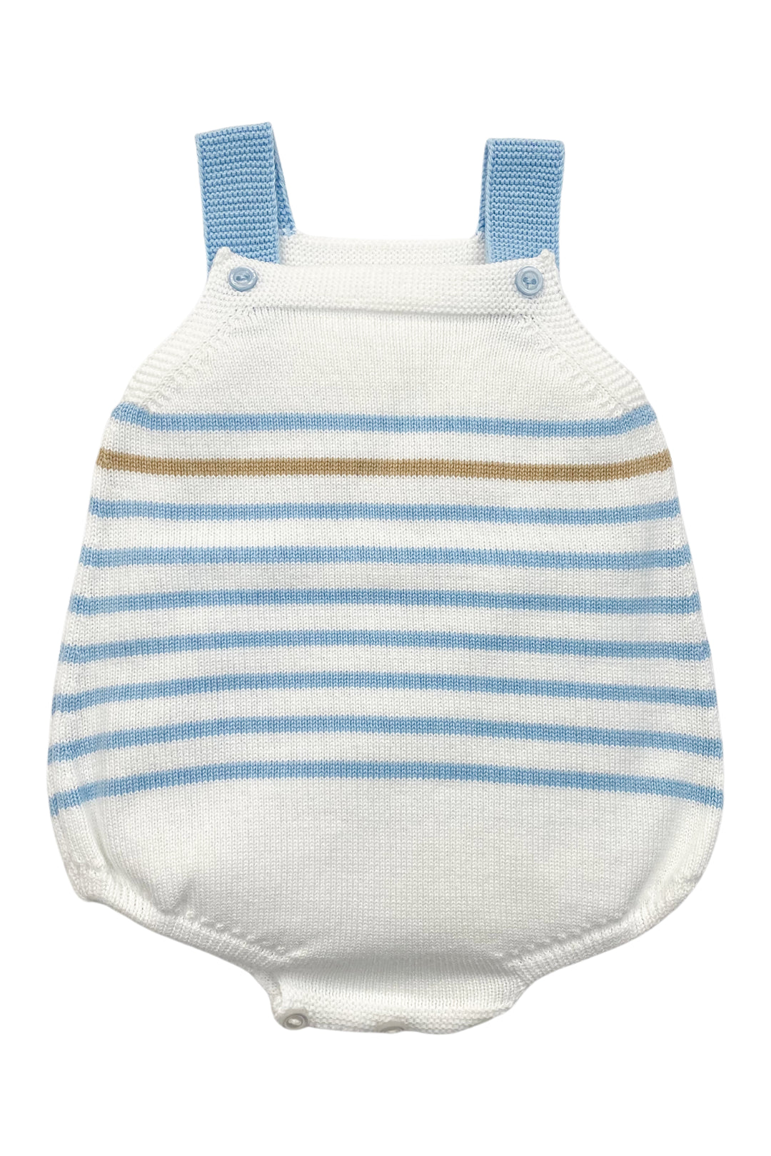 Granlei "Archer" Blue & Camel Stripe Knit Dungaree Romper | iphoneandroidapplications